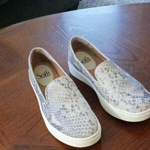 Sofft Women's Snakeskin Slip-On Sneakers - Cream and Gray